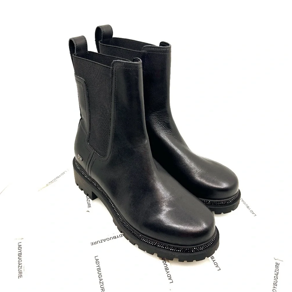 NWOB DKNY Women’s Rick Slip On Bootie Black Leather Size 7.5 - Picture 3 of 17